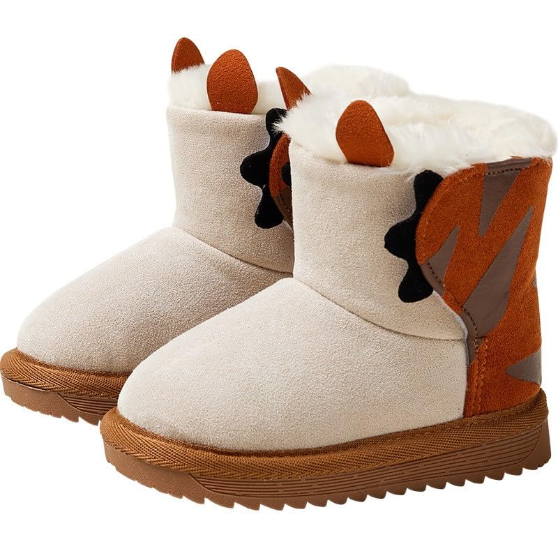 IWIHMIV Toddler Winter Shoes Mid Calf Boots With Side Zipper Snow Boots Cotton Shoes for Boys And Girls Warm Thick Cotton Boots