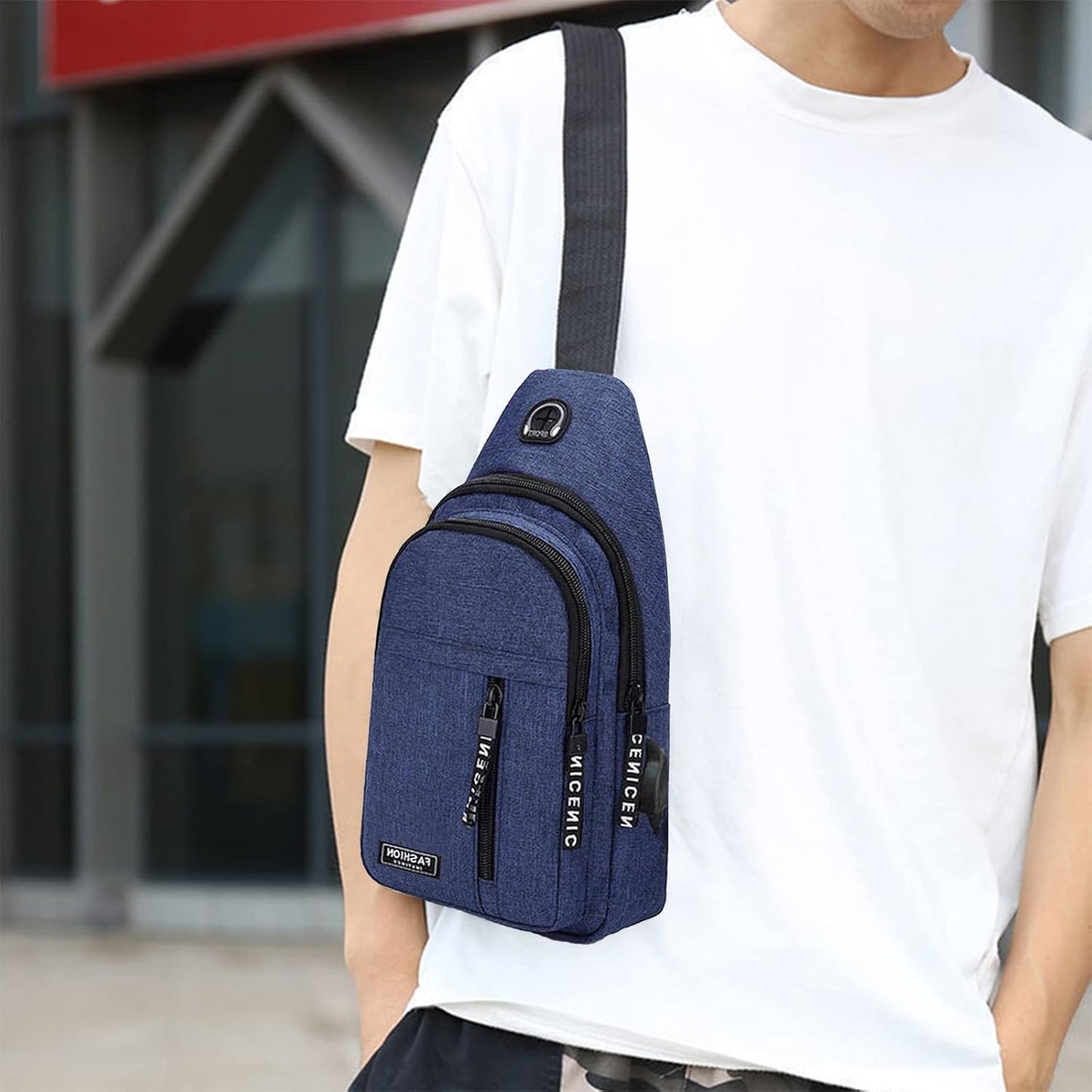 Gideon Collection Sling Bag, Crossbody Bags, Chest Bag, Sling Backpack with USB Hole for Women Men