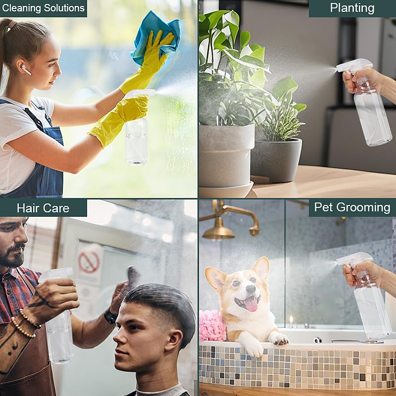 Aura Restored 12 oz heavy duty plastic spray bottles for cleaning supplies, featuring a durable design and trigger spray mechanism.