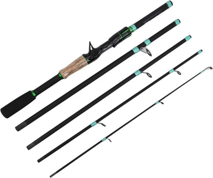 Fiberglass Spinner Baitcasting Fishing Rod with 4/5 Sections, Strong Waist Strength and Resilience, Smooth Line Guides, 2500g Load Capacity, for Lure Fishing in Freshwater or Saltwater