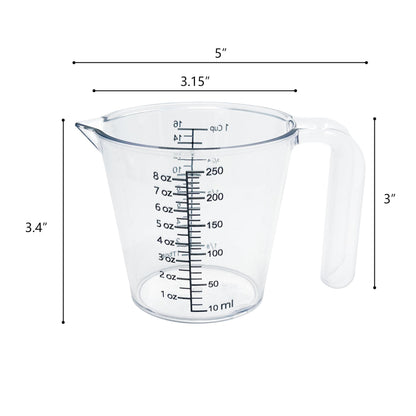 Laser-Etched Measuring Cup Set, 16 oz & 8 oz Cup Clear Plastic
