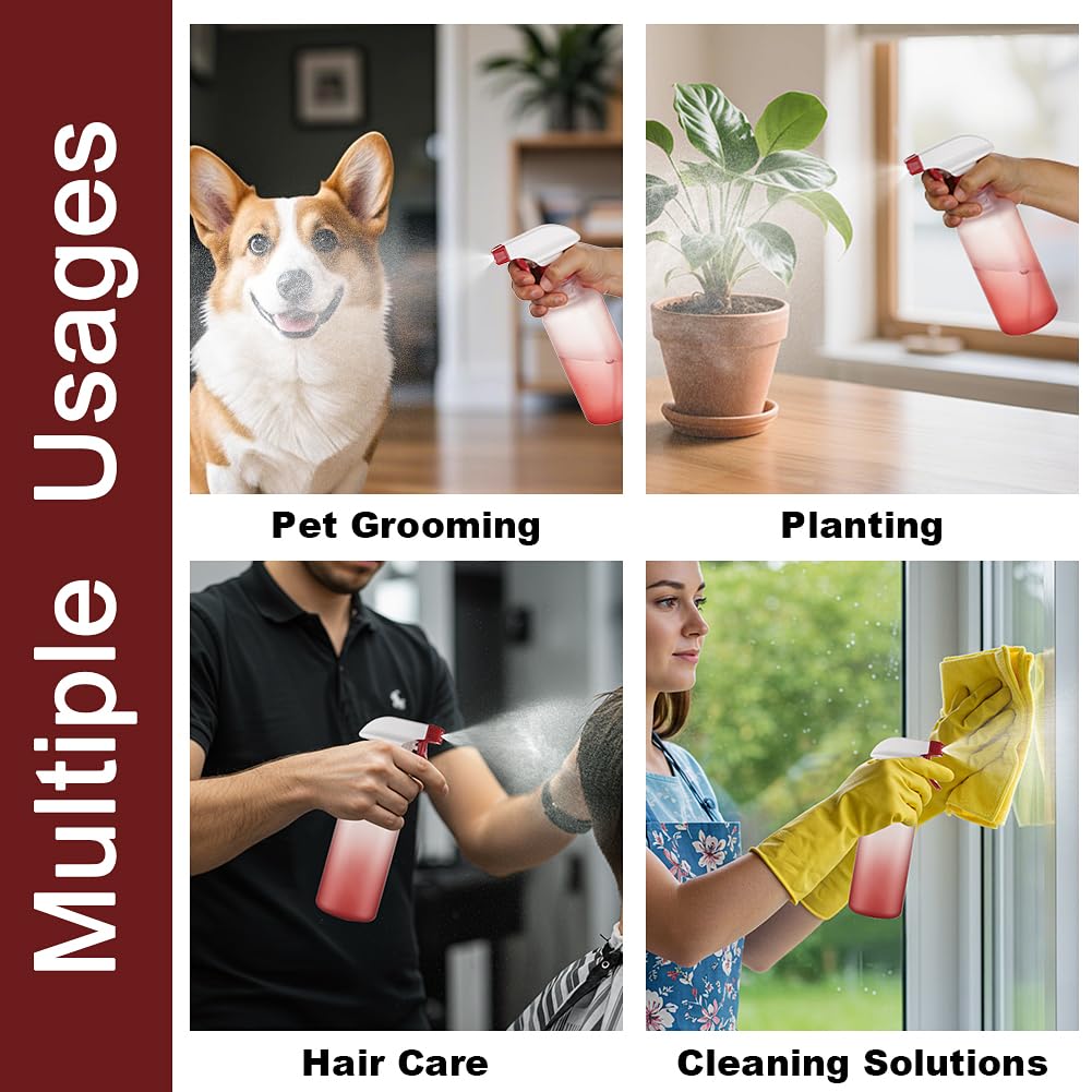 Aura Restored 12 oz heavy-duty plastic spray bottles for cleaning, with adjustable nozzles and durable construction.