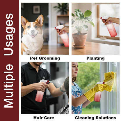 Aura Restored 12 oz heavy-duty plastic spray bottles for cleaning, with adjustable nozzles and durable construction.