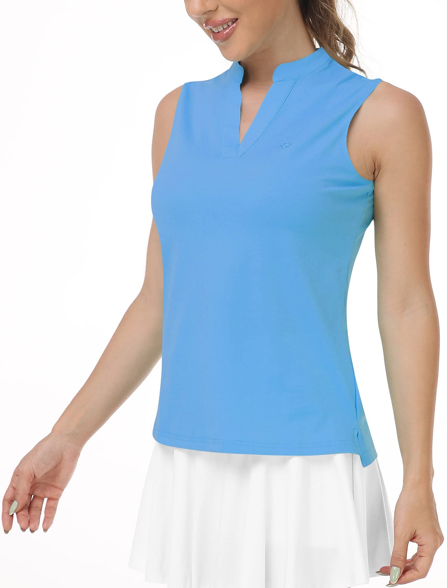 9DF MoFiz Women's Sleeveless Golf Polo Tennis Shirt Sport T-Shirt V-Neck Athletic Tops Active Tee Aura Restored