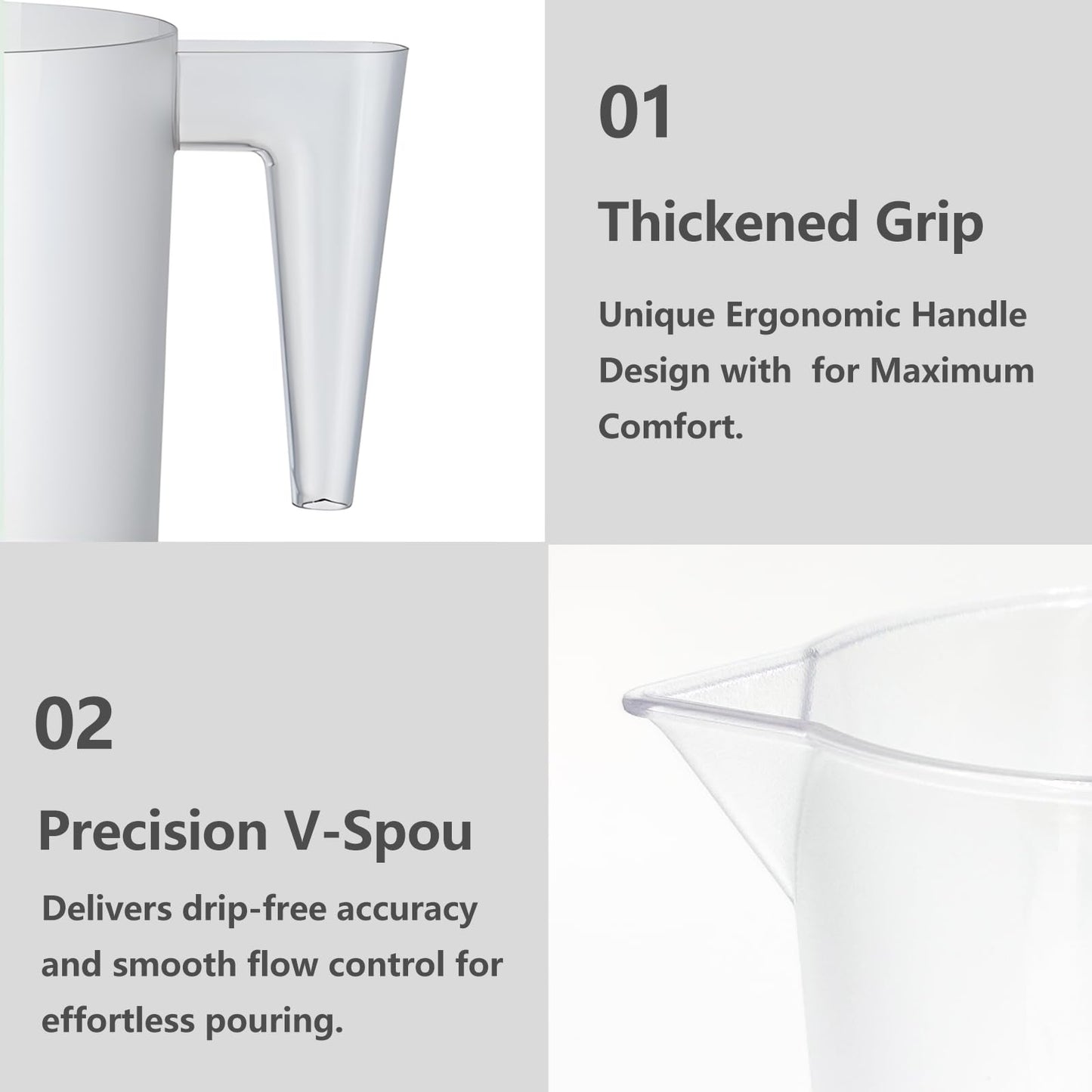 Laser-Etched Measuring Cup Set, 16 oz & 8 oz Cup Clear Plastic