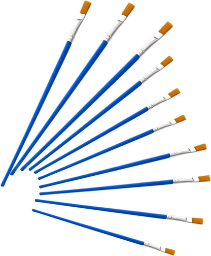 10Pcs 9mm Wide Flat Paint Brushes Set with Nylon Hair