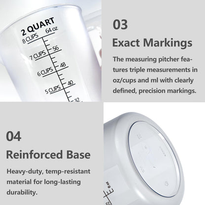 Laser-Etched Measuring Cup Set, 16 oz & 8 oz Cup Clear Plastic