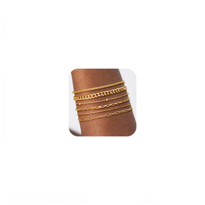 Kryssable Collection Gold Bracelets Set for Women 14K Real Gold Plated Jewelry Fashion Stackable Tennis Beaded Figaro Herringbone Paperclip Link Bracelet Pack Stack Gifts for Women