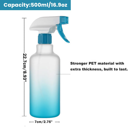 Aura Restored 12 oz heavy-duty plastic spray bottles for cleaning, featuring durable design and adjustable nozzles.
