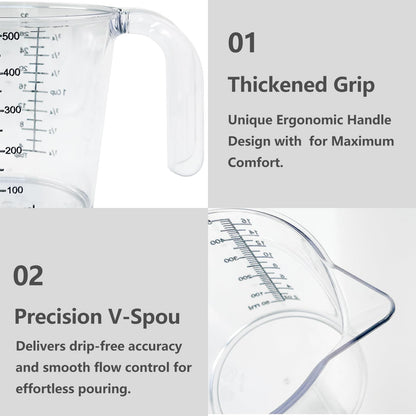 Laser-Etched Measuring Cup Set, 16 oz & 8 oz Cup Clear Plastic