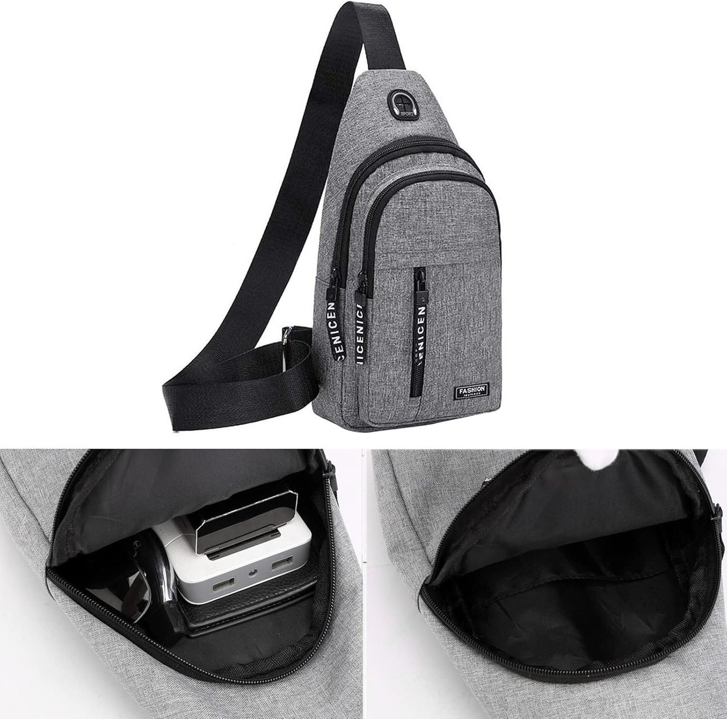 Gideon Collection Sling Bag, Crossbody Bags, Chest Bag, Sling Backpack with USB Hole for Women Men