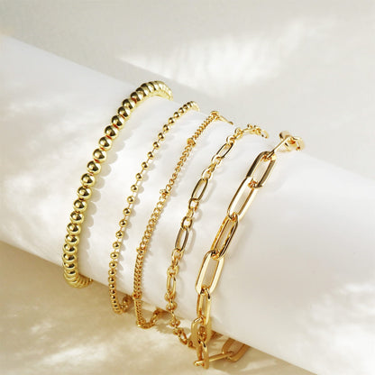 Kryssable Collection Gold Bracelets Set for Women 14K Real Gold Plated Jewelry Fashion Stackable Tennis Beaded Figaro Herringbone Paperclip Link Bracelet Pack Stack Gifts for Women