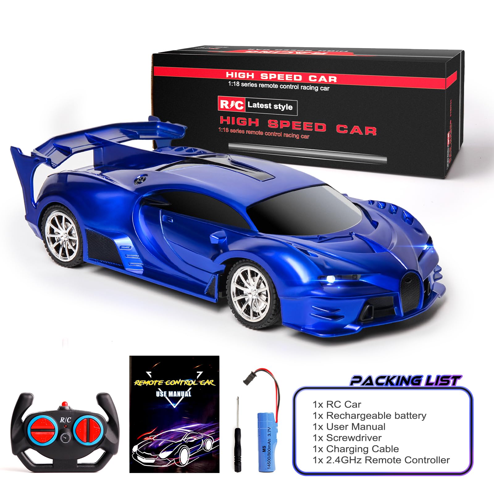 CC supplies 1/18 RC Car LED Light 2.4G Radio Remote Control Sports Cars Aura Restored