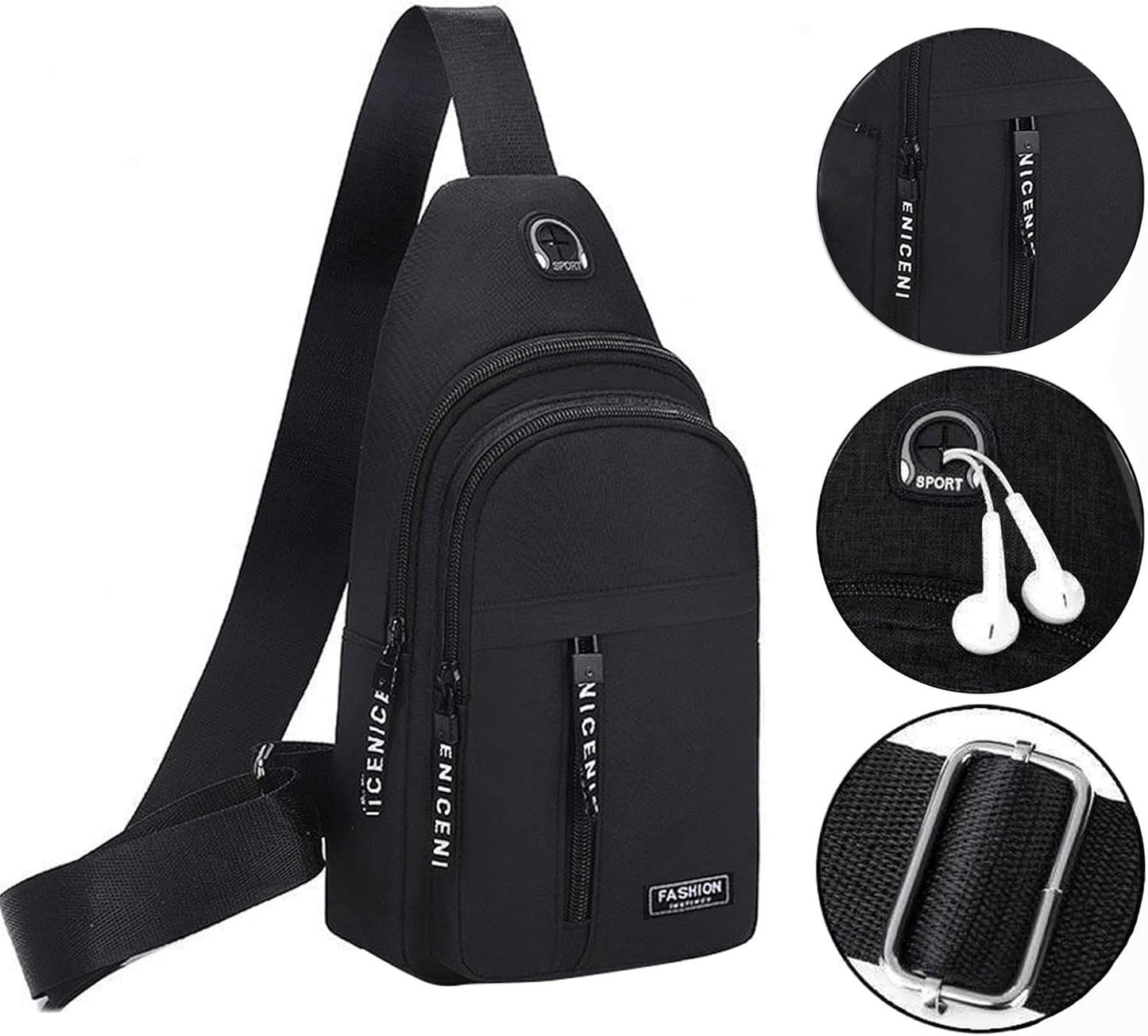 Gideon Collection Sling Bag, Crossbody Bags, Chest Bag, Sling Backpack with USB Hole for Women Men