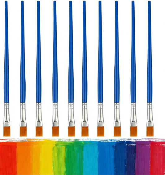10Pcs 9mm Wide Flat Paint Brushes Set with Nylon Hair
