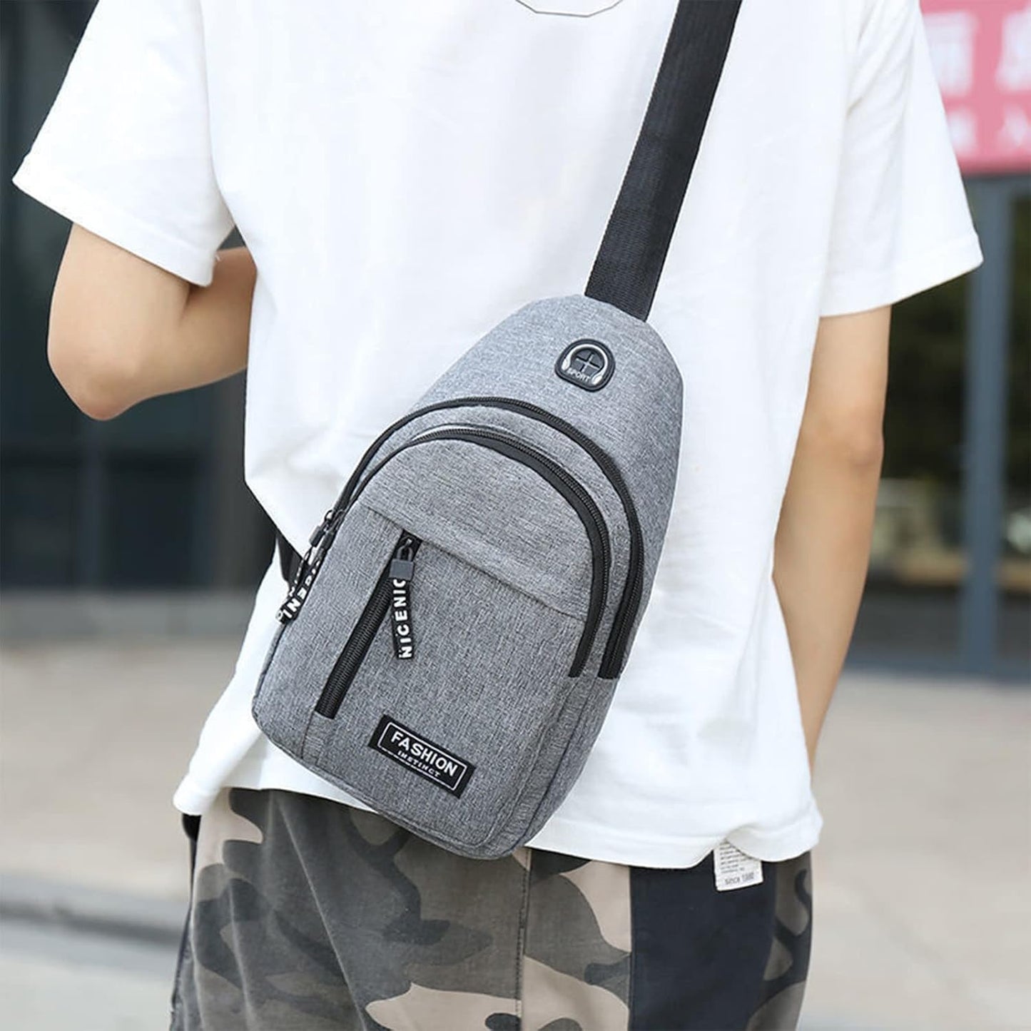 Gideon Collection Sling Bag, Crossbody Bags, Chest Bag, Sling Backpack with USB Hole for Women Men