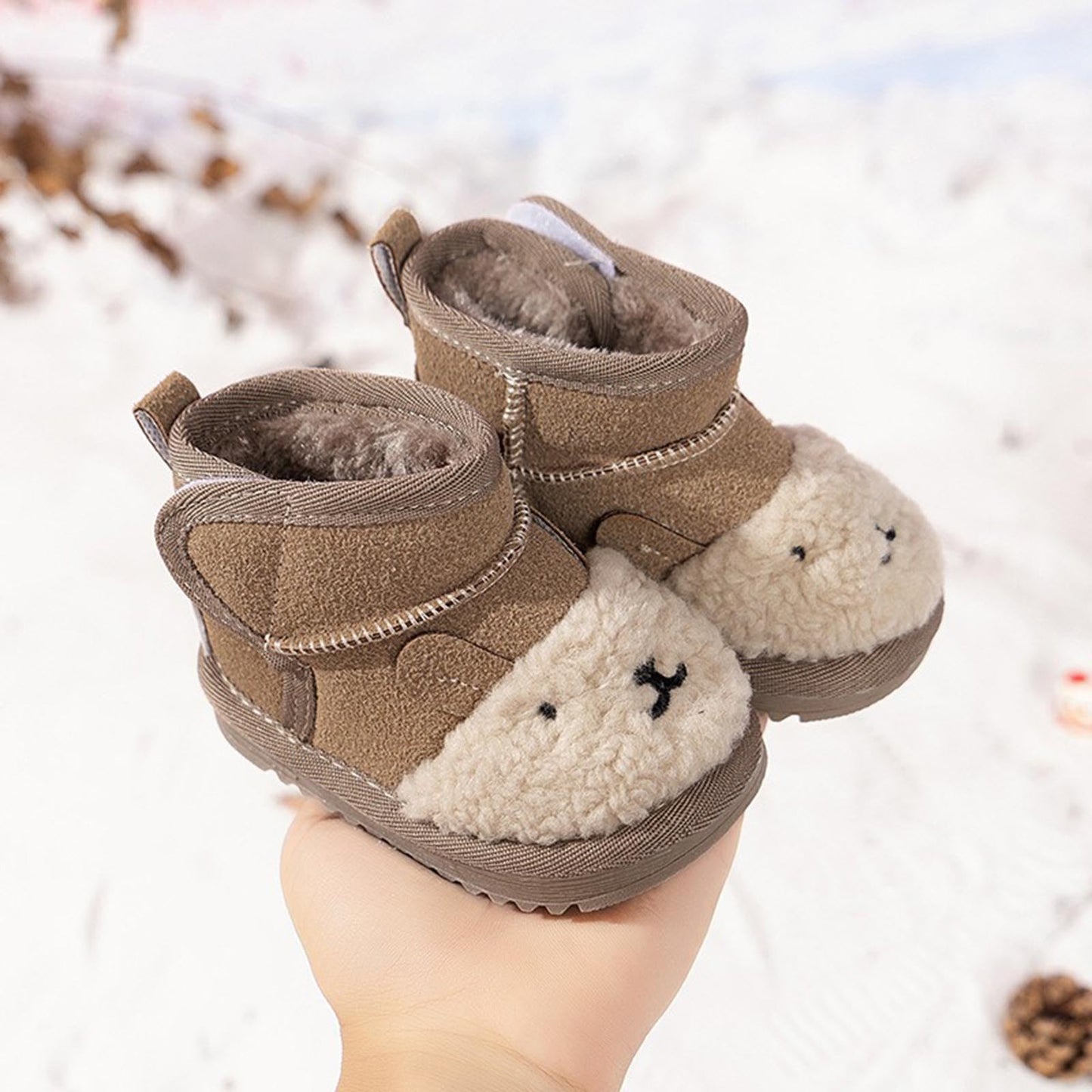 IWIHMIV Toddler Winter Shoes Mid Calf Boots With Side Zipper Snow Boots Cotton Shoes for Boys And Girls Warm Thick Cotton Boots