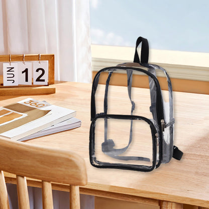 Clear Backpack Large Capacity Transparent Shoulder Backpack Transparent Packets Plastic Backpack (Black)