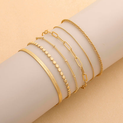 Kryssable Collection Gold Bracelets Set for Women 14K Real Gold Plated Jewelry Fashion Stackable Tennis Beaded Figaro Herringbone Paperclip Link Bracelet Pack Stack Gifts for Women