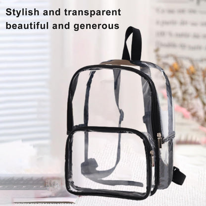 Clear Backpack Large Capacity Transparent Shoulder Backpack Transparent Packets Plastic Backpack (Black)