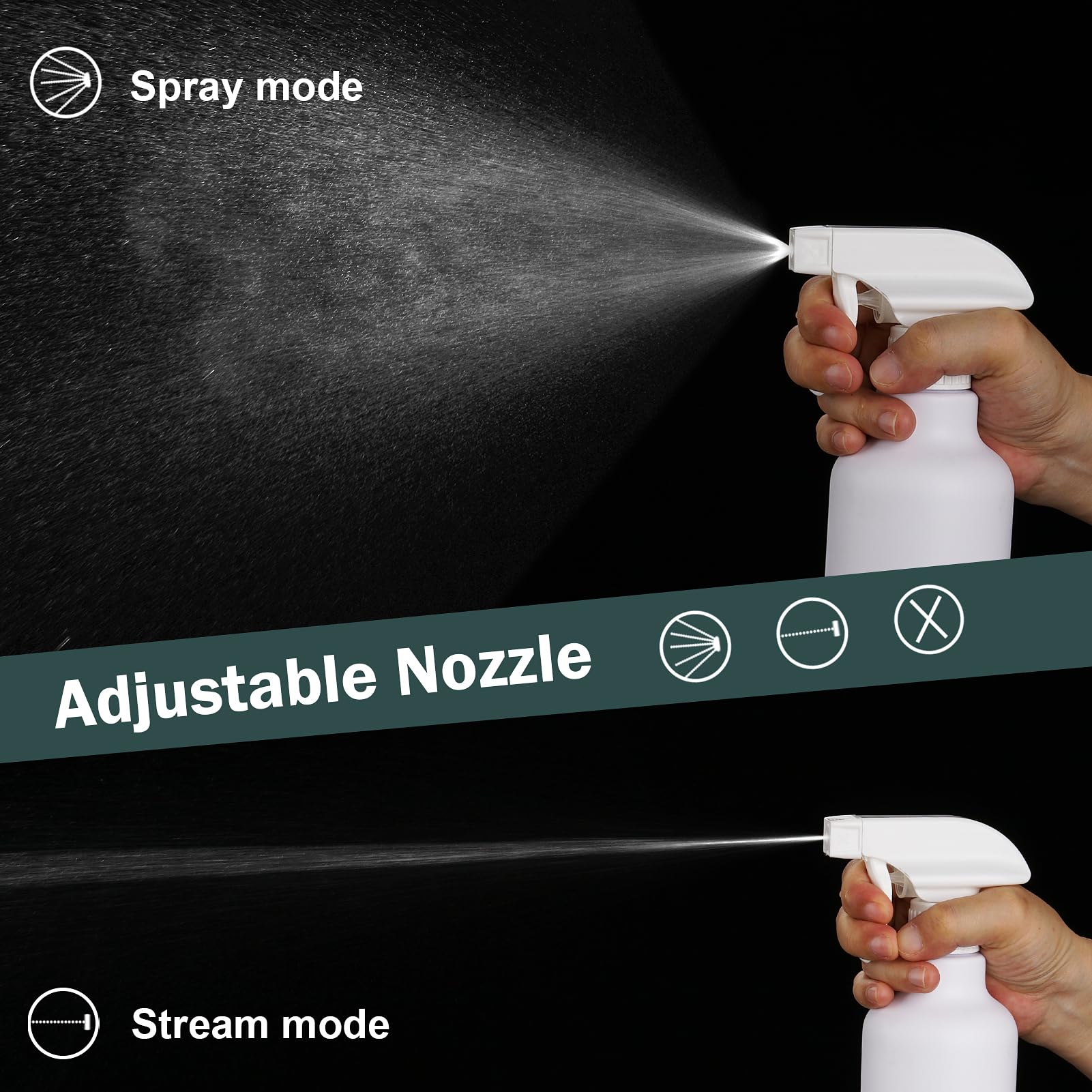 Aura Restored 12 oz heavy-duty empty plastic spray bottles for cleaning, with trigger sprayers and durable construction.