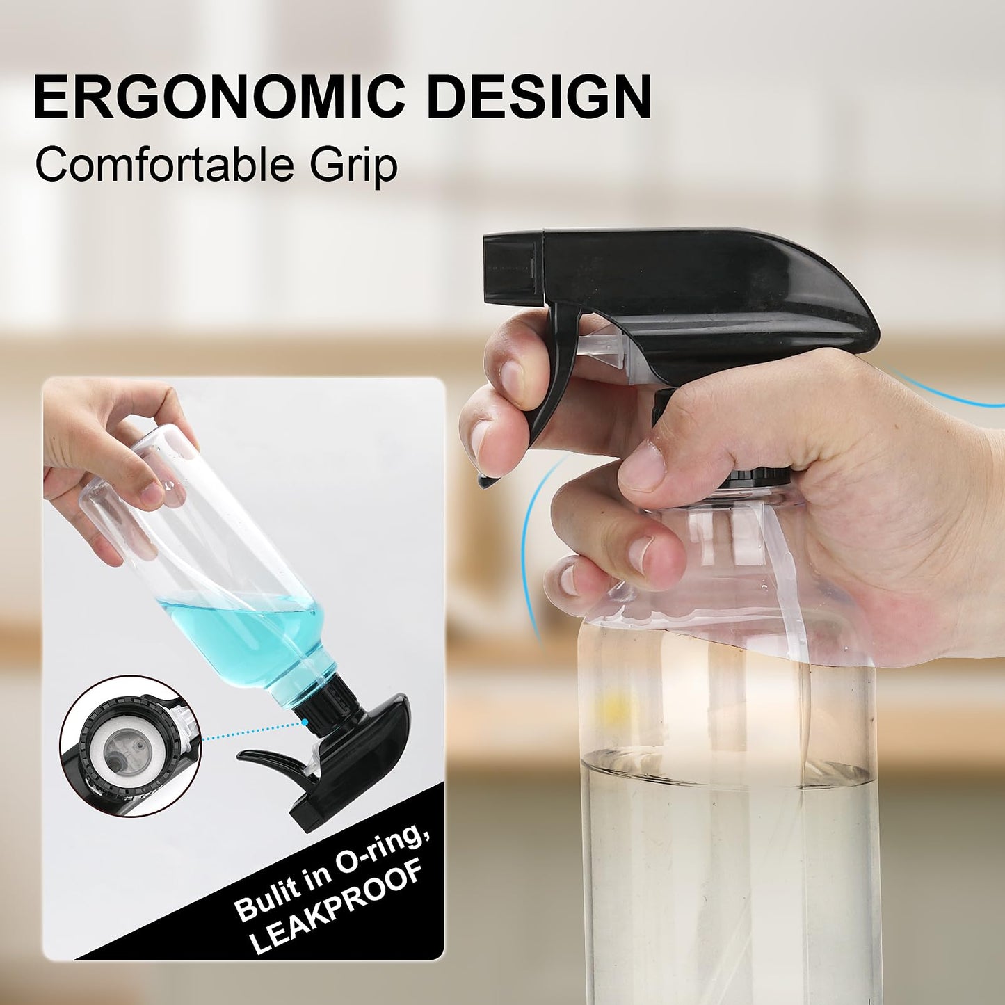 Aura Restored 12 oz heavy-duty plastic spray bottle for cleaning, with a trigger spray nozzle and durable design.