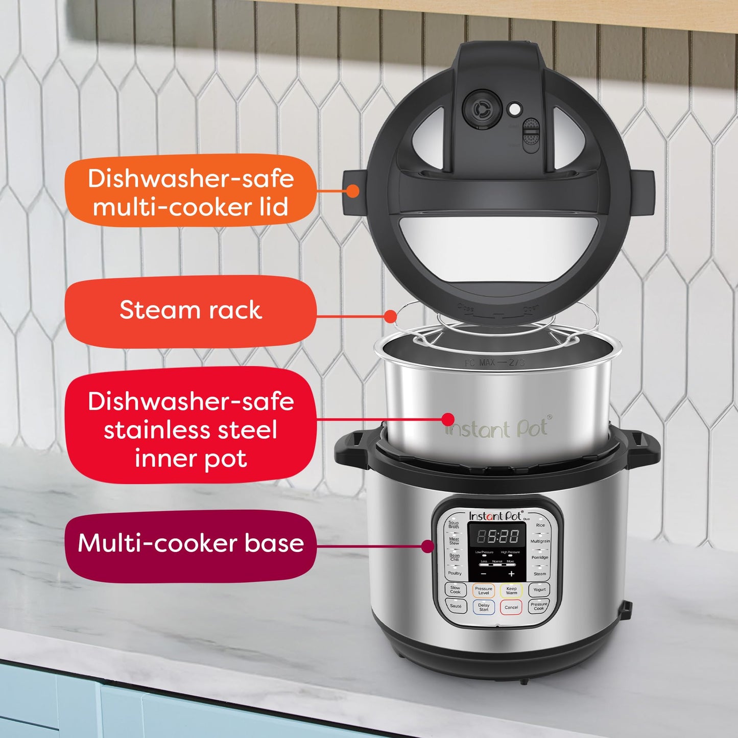 Instant Pot Duo 7-in-1 Mini Electric Pressure Cooker, Slow Rice Cooker, Steamer, Sauté, Yogurt Maker, Warmer & Sterilizer, Includes Free App with over 1900 Recipes, Stainless Steel, 3 Quart