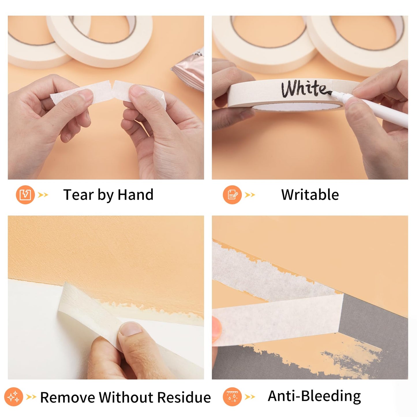 Aura Restored KICNIC white painter tape, 0.7 inch by 60 yard masking tape roll for crafts and painting projects.