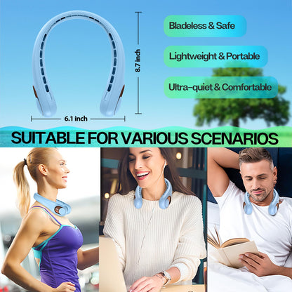 KIDEE Neck Fan, Portable Bladeless Neck Fans, Upgrade 360° Airflow, Super Quiet, 3 Speeds, 4000mAh Personal Wearable Neck Fan, Upgraded Cooling Air Volume USB Rechargeable Hands Free Fan