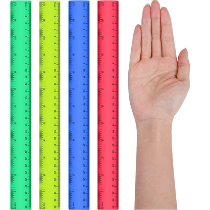 Zonon 6 Pcs 12 Inch Ruler Bulk Plastic Flexible Straight Metric/inches