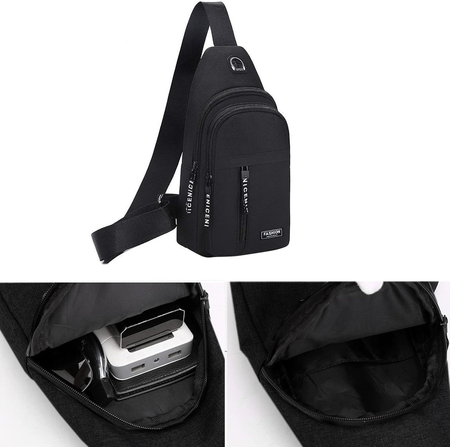 Gideon Collection Sling Bag, Crossbody Bags, Chest Bag, Sling Backpack with USB Hole for Women Men