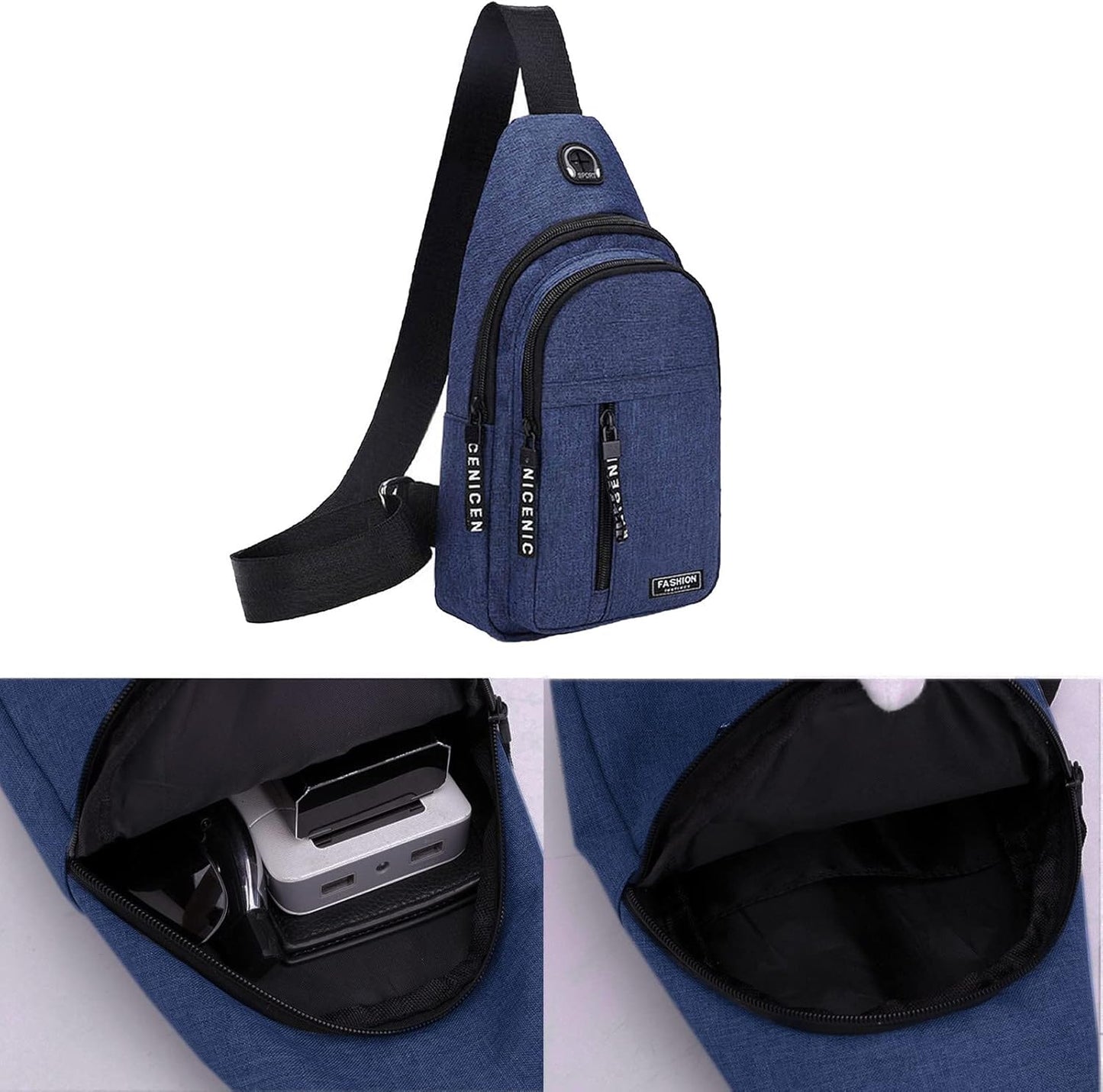 Gideon Collection Sling Bag, Crossbody Bags, Chest Bag, Sling Backpack with USB Hole for Women Men