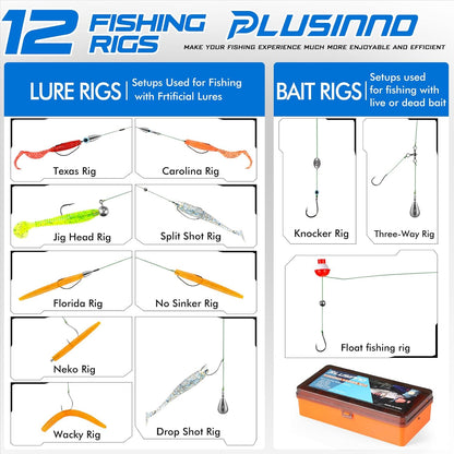 PLUSINNO 353/404 PCS Fishing Lures, Upgrade Fishing Tackle Box with Tackle Included, Crankbaits, Hooks, Weights, Other Accessories, Fishing Lure Bait Gear Equipment Kit Gift for Men Freshwater Bass