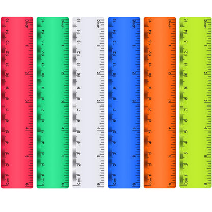 Zonon 6 Pcs 12 Inch Ruler Bulk Plastic Flexible Straight Metric/inches