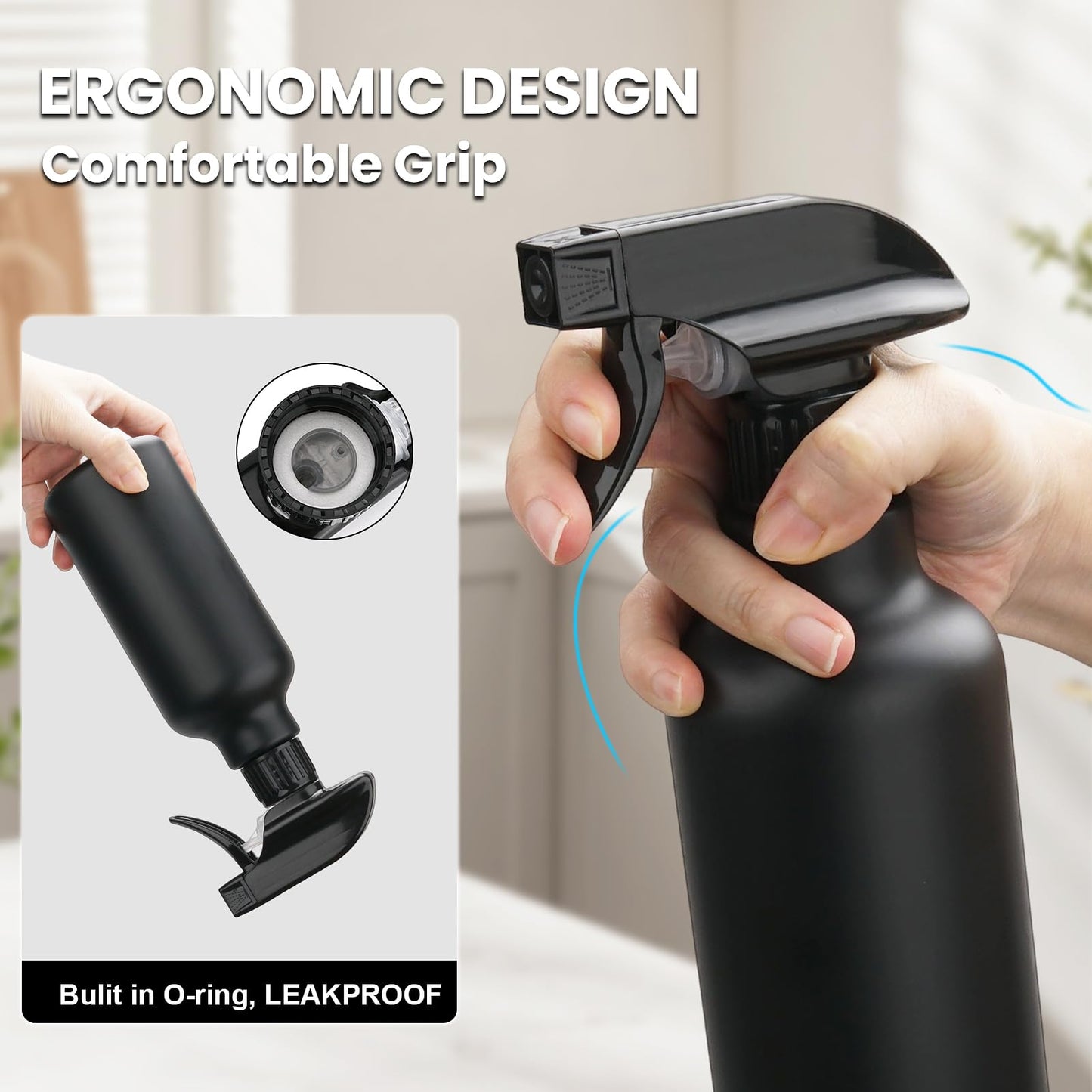 Aura Restored 12 oz heavy-duty plastic spray bottles for cleaning, featuring durable design and easy-to-use spray nozzles.