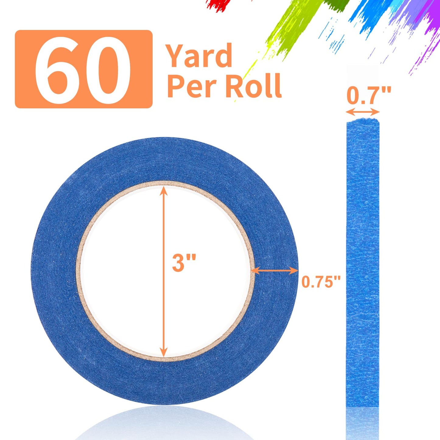 Aura Restored KICNIC white painter masking tape roll, 0.7 inch by 60 yards, ideal for craft and painting projects.