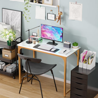 PayLessHere 32/39/47 inch Computer Desk Study Writing Table, Adjustable feet, Modern Furniture for Home Office (1, Brown, 32 inch)