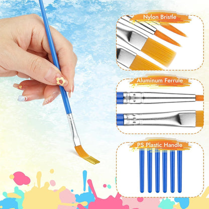 10Pcs 9mm Wide Flat Paint Brushes Set with Nylon Hair
