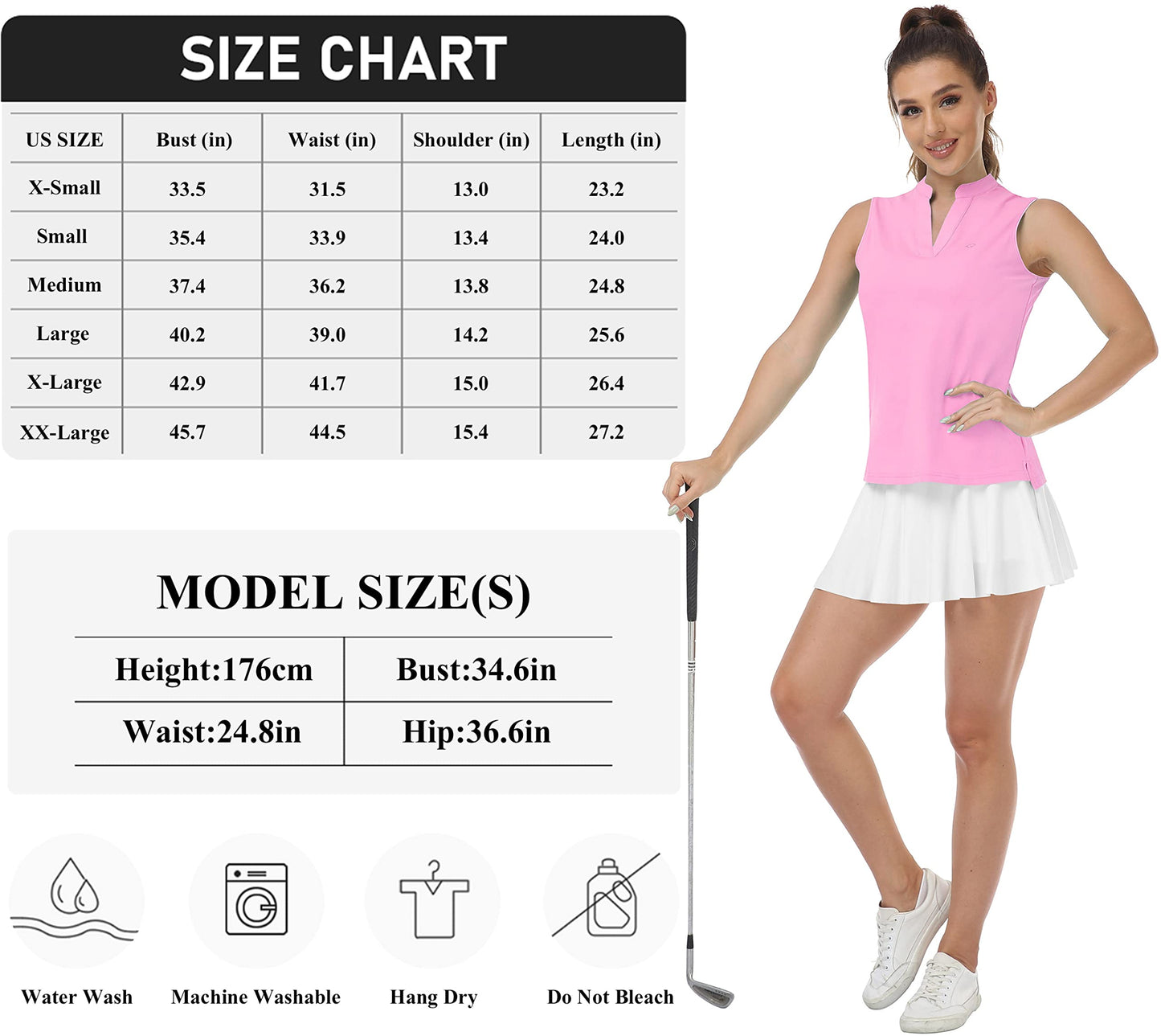 9DF MoFiz Women's Sleeveless Golf Polo Tennis Shirt Sport T-Shirt V-Neck Athletic Tops Active Tee Aura Restored