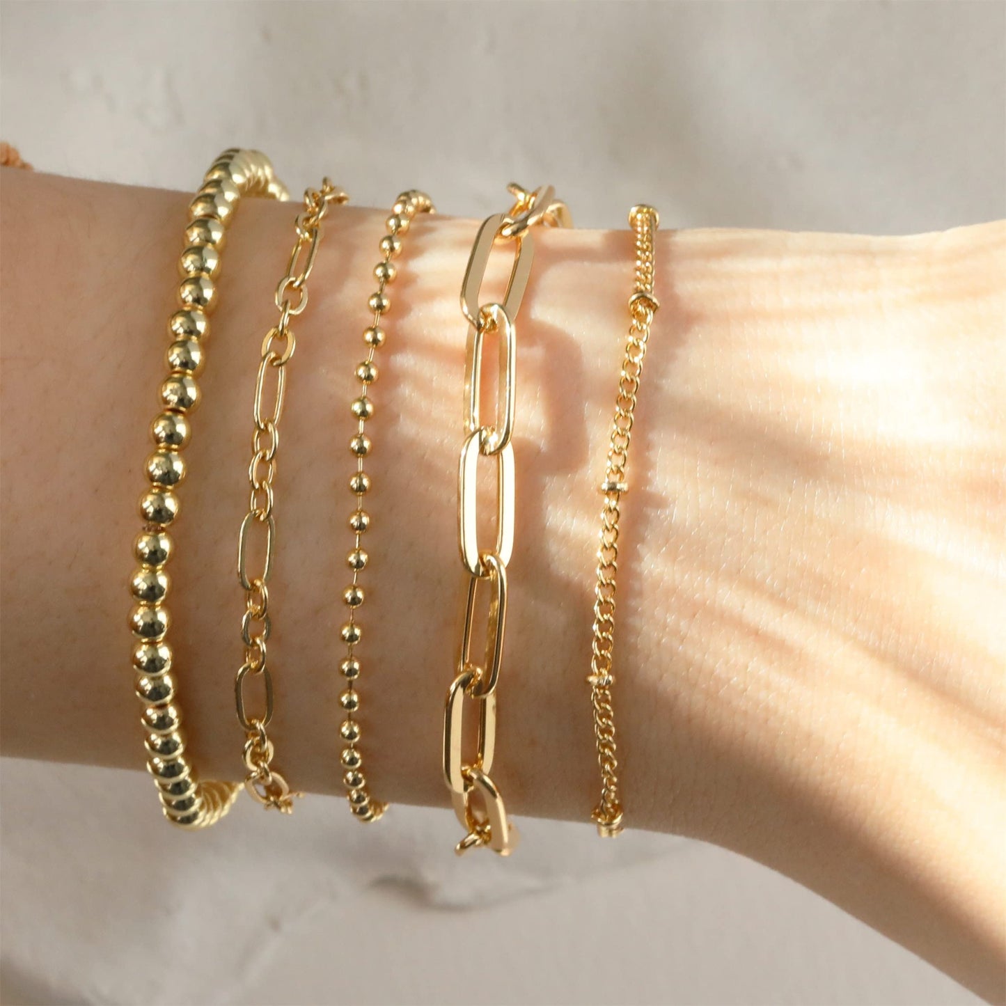 Kryssable Collection Gold Bracelets Set for Women 14K Real Gold Plated Jewelry Fashion Stackable Tennis Beaded Figaro Herringbone Paperclip Link Bracelet Pack Stack Gifts for Women