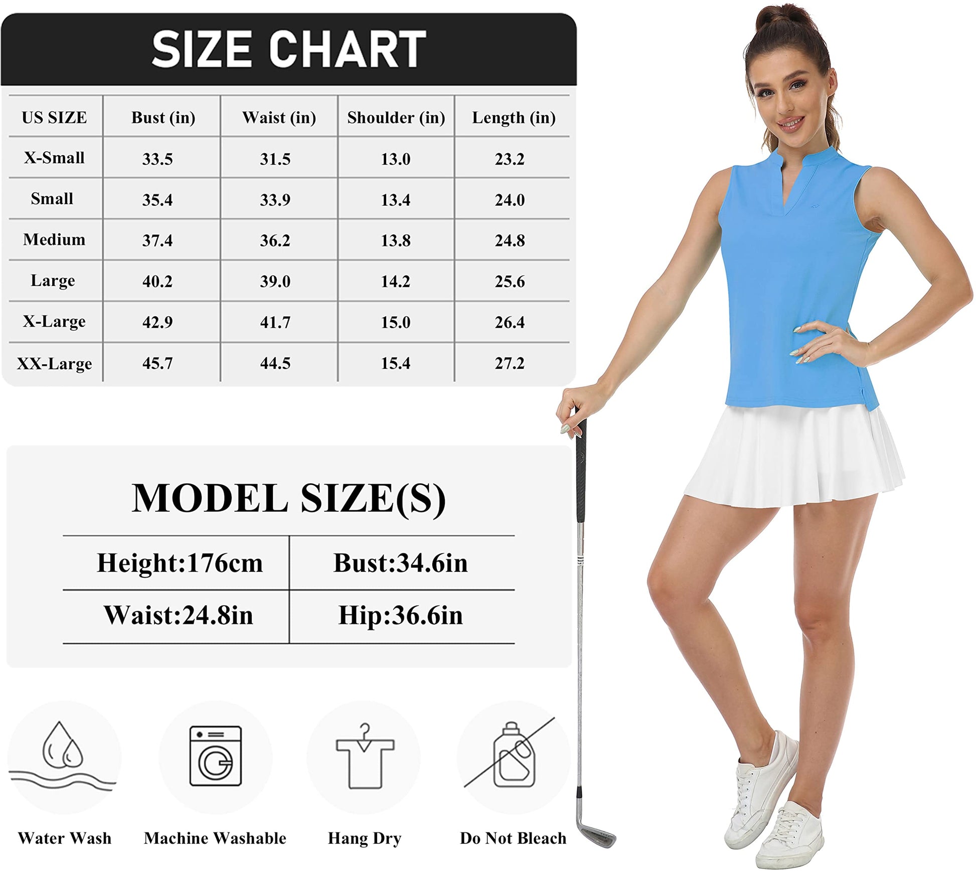 9DF MoFiz Women's Sleeveless Golf Polo Tennis Shirt Sport T-Shirt V-Neck Athletic Tops Active Tee Aura Restored