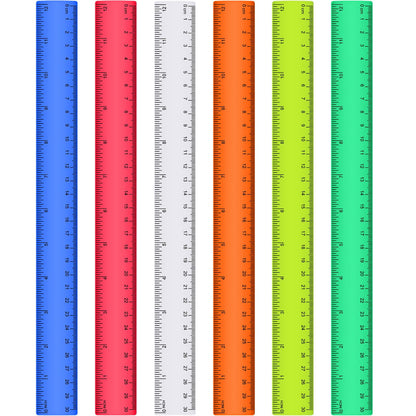 Zonon 6 Pcs 12 Inch Ruler Bulk Plastic Flexible Straight Metric/inches