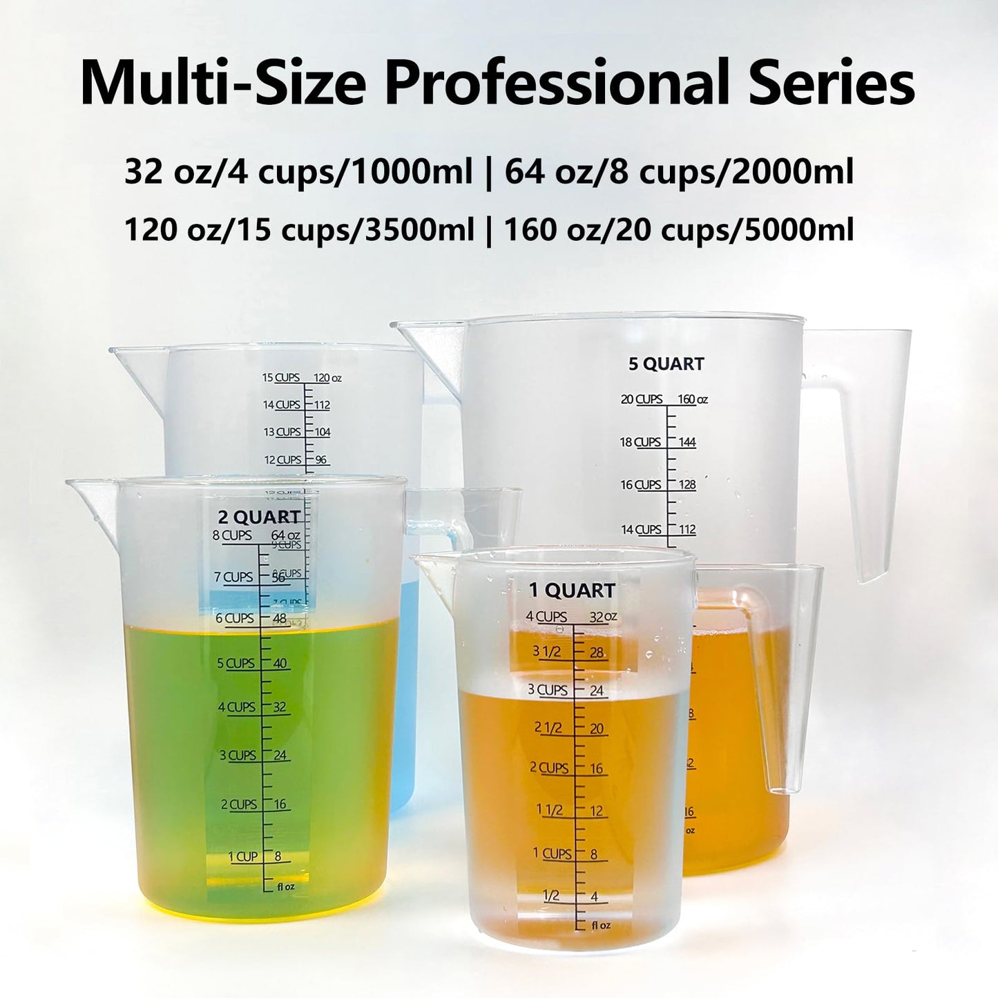 Laser-Etched Measuring Cup Set, 16 oz & 8 oz Cup Clear Plastic