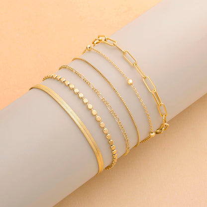 Kryssable Collection Gold Bracelets Set for Women 14K Real Gold Plated Jewelry Fashion Stackable Tennis Beaded Figaro Herringbone Paperclip Link Bracelet Pack Stack Gifts for Women