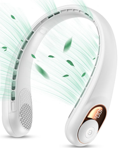 KIDEE Neck Fan, Portable Bladeless Neck Fans, Upgrade 360° Airflow, Super Quiet, 3 Speeds, 4000mAh Personal Wearable Neck Fan, Upgraded Cooling Air Volume USB Rechargeable Hands Free Fan