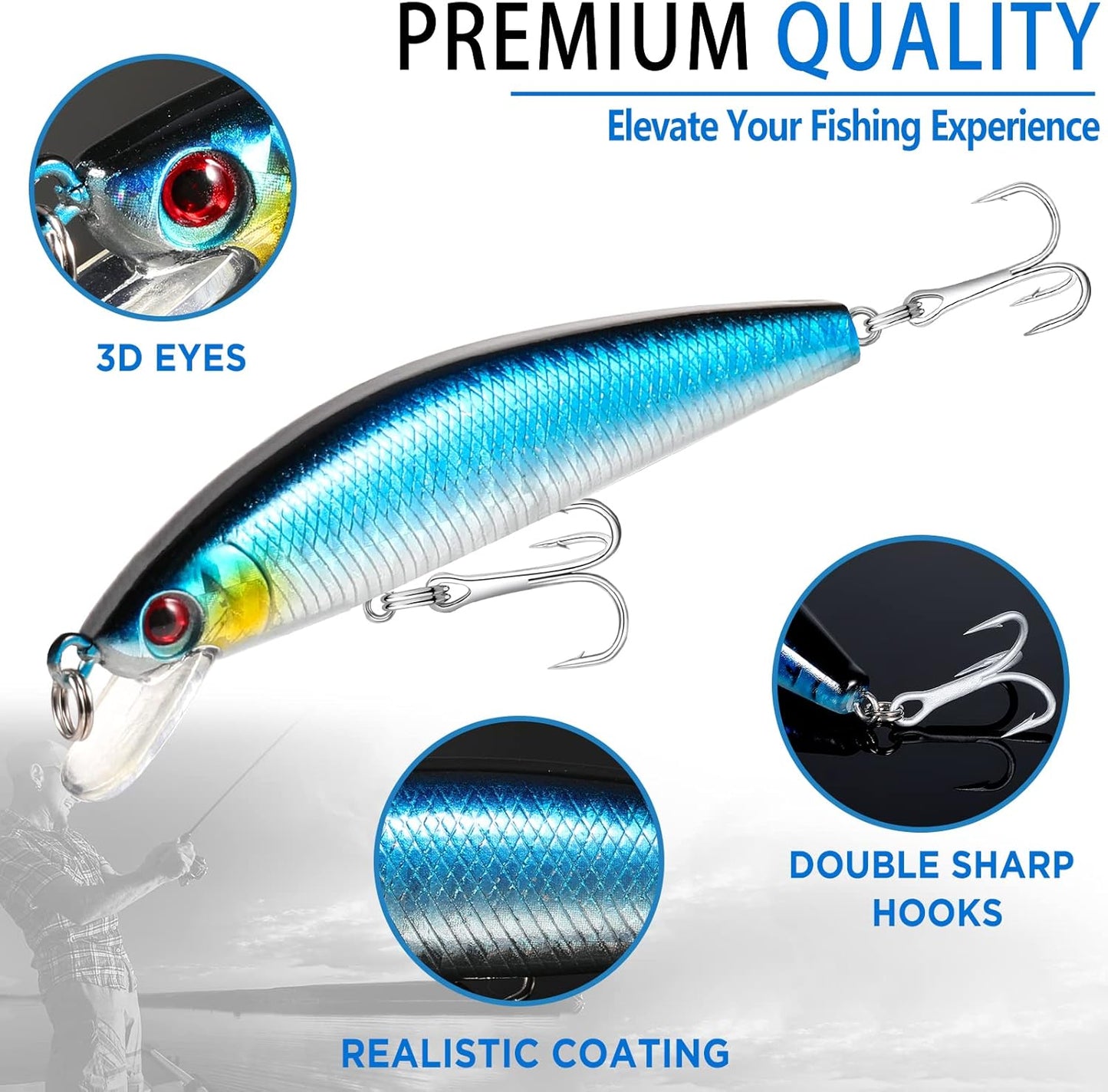 PLUSINNO 353/404 PCS Fishing Lures, Upgrade Fishing Tackle Box with Tackle Included, Crankbaits, Hooks, Weights, Other Accessories, Fishing Lure Bait Gear Equipment Kit Gift for Men Freshwater Bass