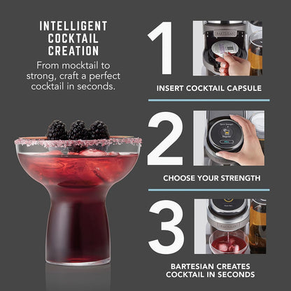 Bartesian Professional Cocktail Machine, 5 Premium Glass Bottles, 55306