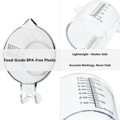 Laser-Etched Measuring Cup Set, 16 oz & 8 oz Cup Clear Plastic