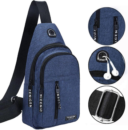 Aura Restored Gideon Collection sling bag with USB port, crossbody style, suitable for women and men, made from durable accessory material