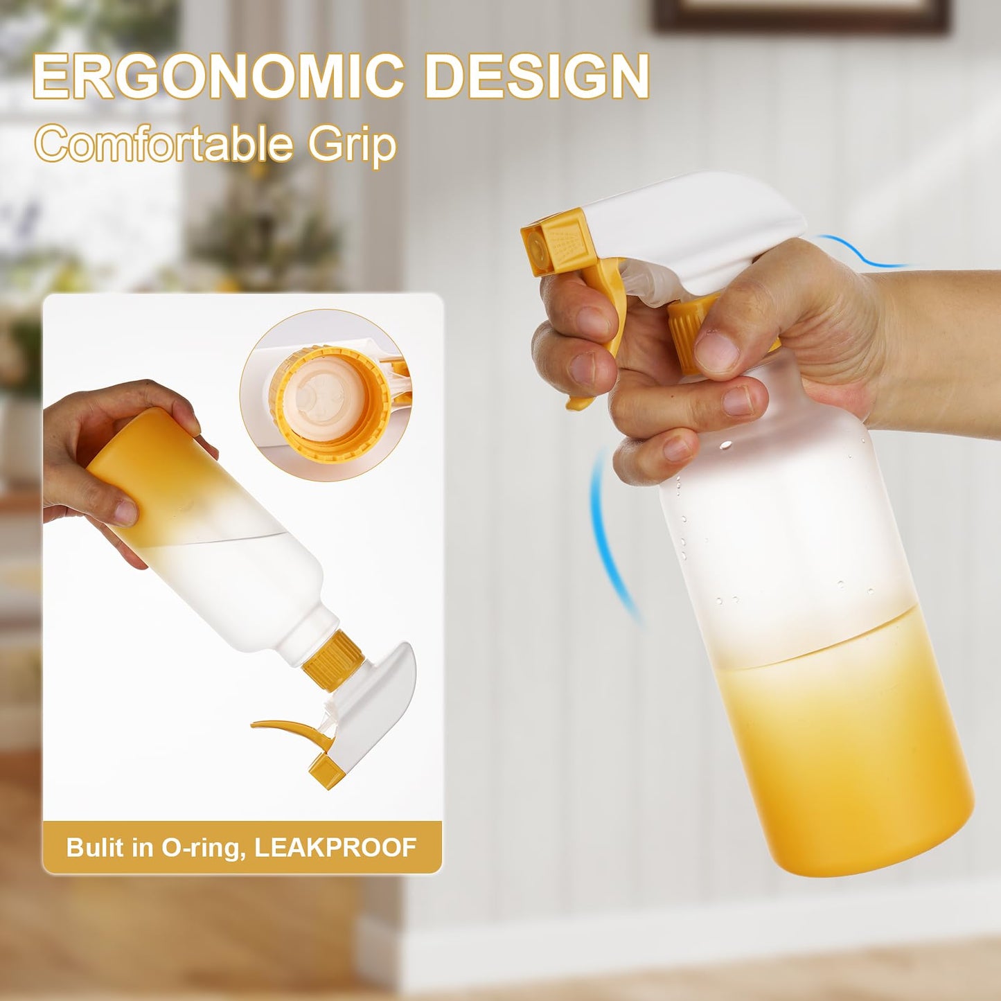 12 oz heavy-duty empty plastic spray bottles from Aura Restored, featuring durable design for cleaning supplies.
